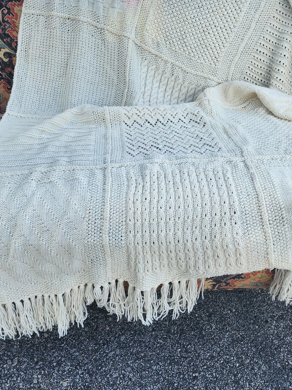 Cream Cable-Knit Handmade Crochet Afhgan